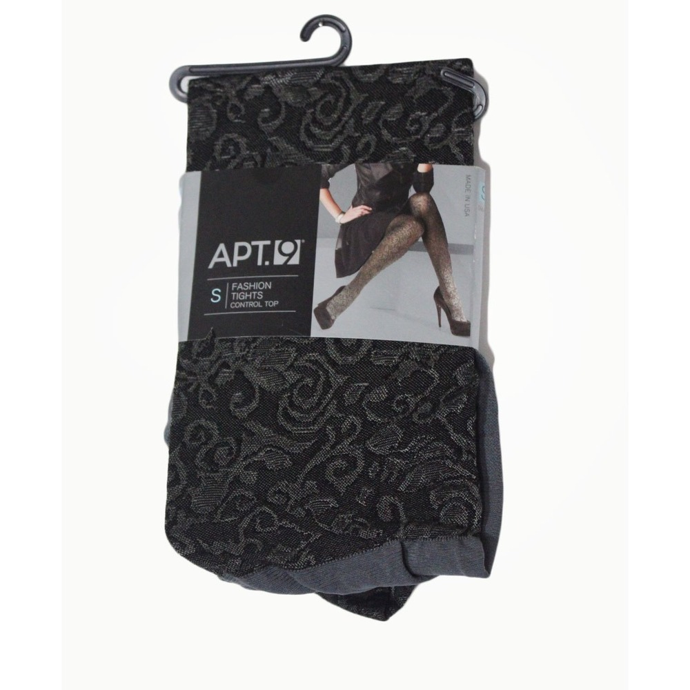 Apt. 9 Womens Fashion Tights Grey Floral Paisley Control Top Size Small